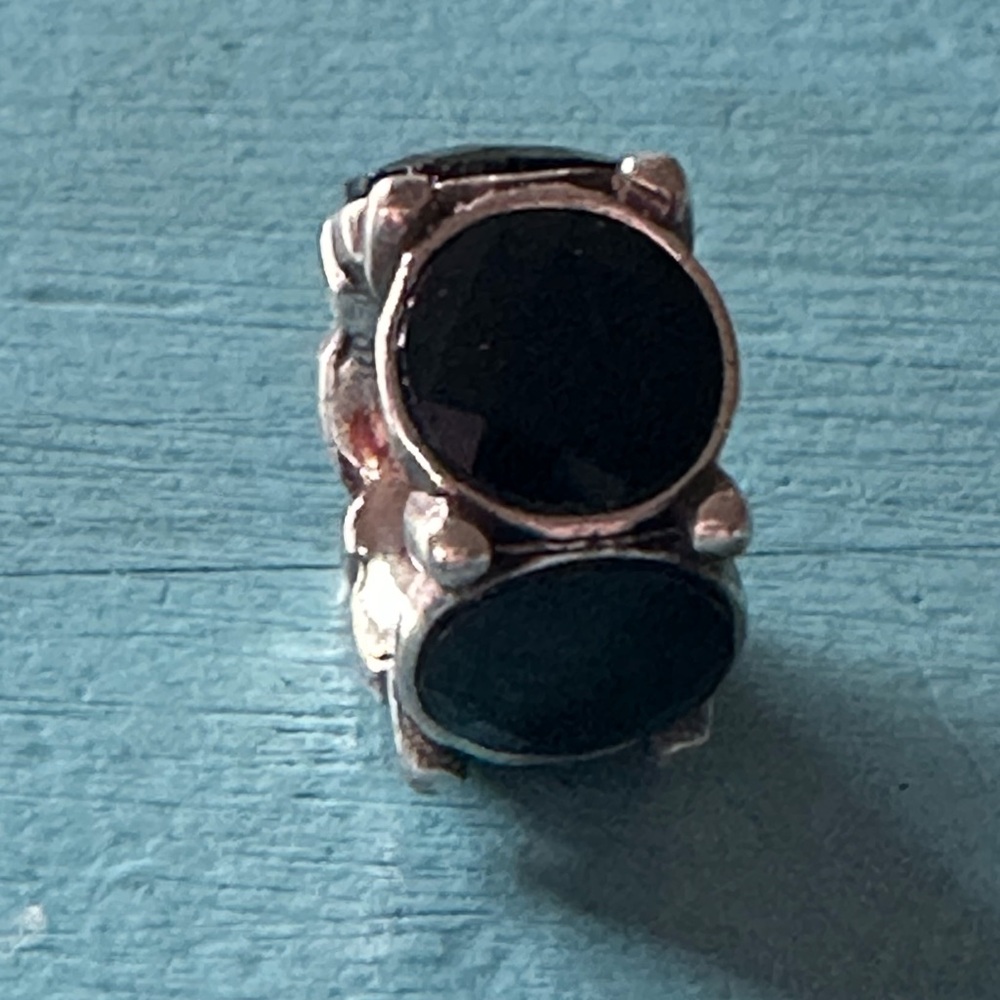 Brighton Roundabout Bead Charm Black Sparkle